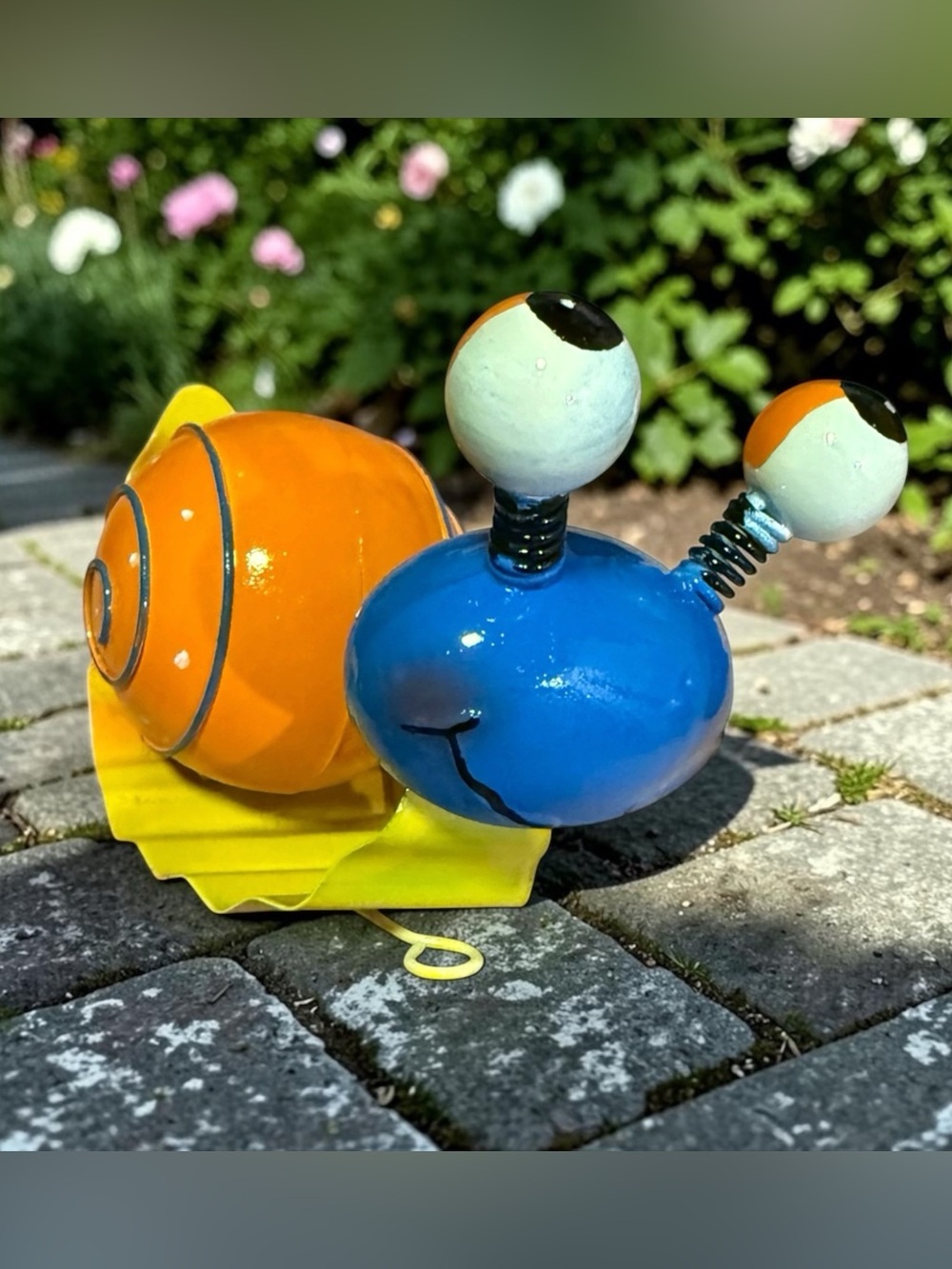 Blue and Orange Snail Sculptural Garden Art NWOT